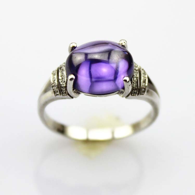 925 Silver Oval Cubic Zircon Blue Topaz Women Ring(F91)