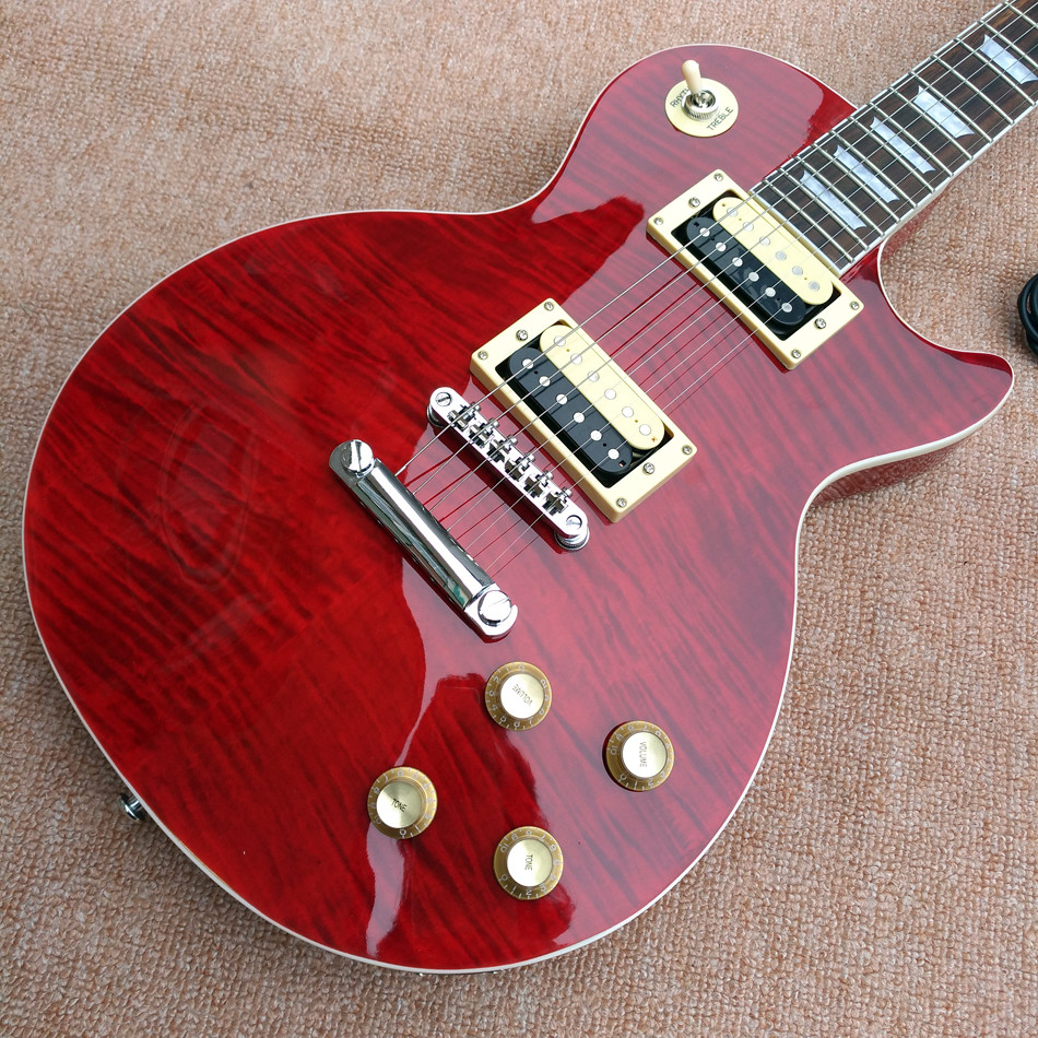 LP slash electric guitar, Flame Maple Top rosewood fingerboard electric guitar, free shipping