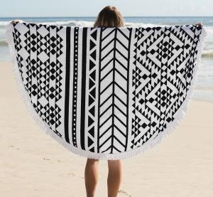 Wholesale 150CM 100% Cotton Roud Bohemia Printed Tassel Knitted Beach Towel Aztec round beach towel from china suppliers