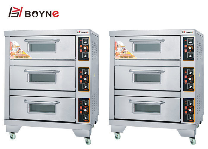 Electric Commercial Bakery Deck Oven Three Deck Capacity Stainless Steel Oven