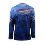 Men's Navy Cotton Long Sleeve Sublimation Fishing Jersey Shirt with Customized