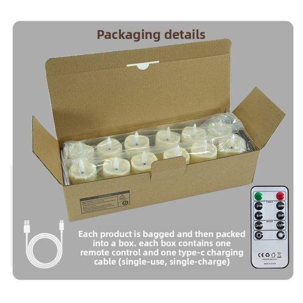 Rechargeable LED Tealight Candle with Remote Control USB Charging and Realistic Flickering Effect for Home Decor