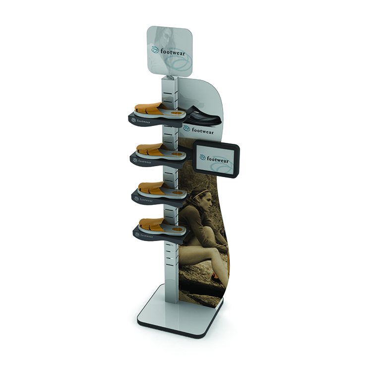 Double Sided Wooden Display Stand Sock Display Rack With Wheels For Foot Wear
