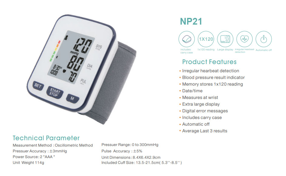 Medical Electronic Digital Sphygmomanometer Digital Wrist Blood Pressure Monitor
