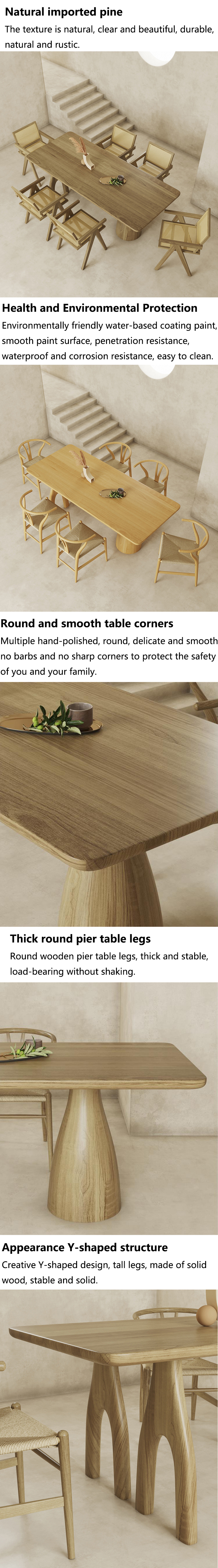 Solid Oak Wood Rectangle Dining Room Table 8 Seater ODM