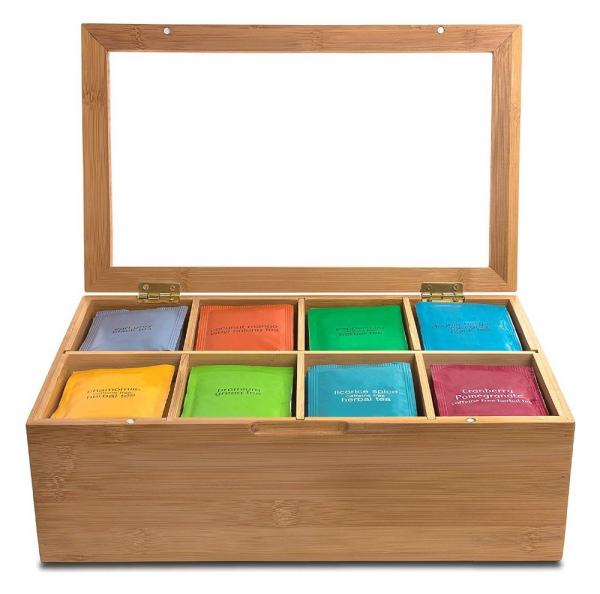 Quality trend selling bamboo tea bag organizer tea boxes for sale with detachable divider for sale