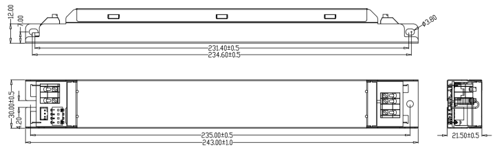 45W Isolated Sensor DIM Led Driver, With PWM Dimming Terminal, 600-1050mA Current