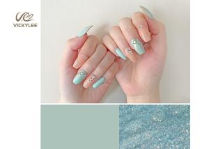 Wholesale Coffin Artificial OEM Mint Green Fake Nails Press On Crystal Stone from china suppliers