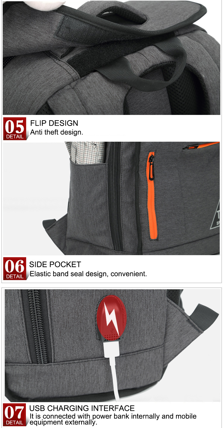 Retro Style Arcuate Shoulder Strap Large Capacity Backpack 17 Inch