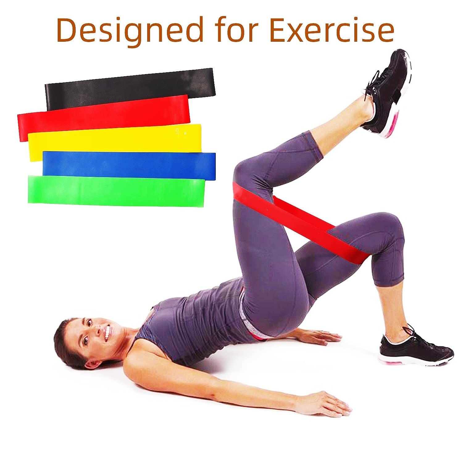 Silicone Resistance Loop Exercise Band For Home Fitness Elastic Workout 5pcs Bands