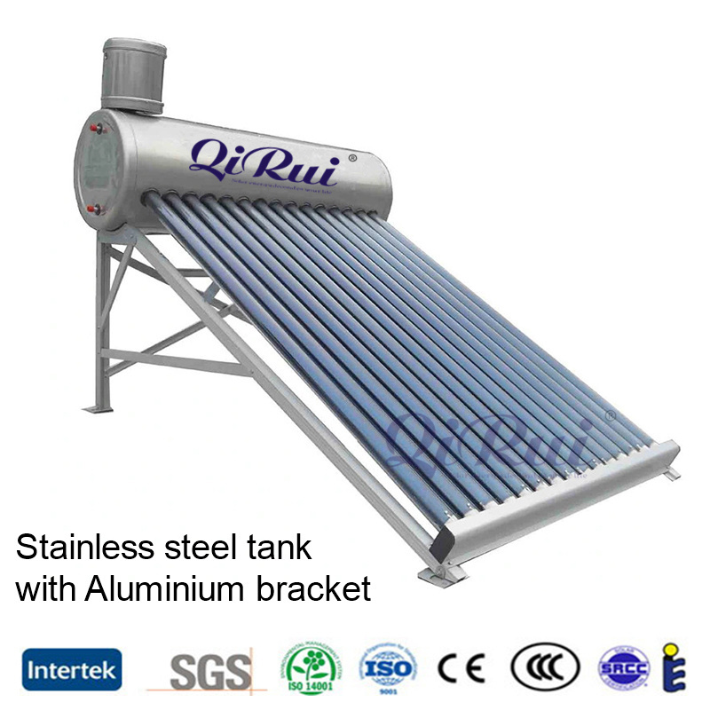 100L 150L 200L 300 Liter Vacuum Tube Stainless Steel Solar Hot Water Heater with Aluminum Bracket