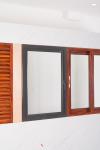 Grey Single Sided Aluminium Glass Window Powder Coating For Residential