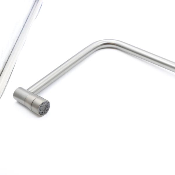 Gun Grey Curved Rotating Bathroom Vanity Faucet 304 Stainless Steel