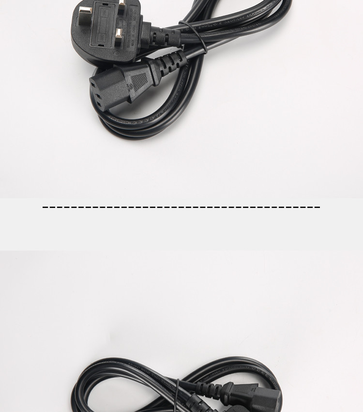 AC BS1363 3 Pin Power Cord Cable Plug PVC Jacket Male To IEC C13 Female