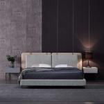 Leather Upholstered Modern Design King Size Bed