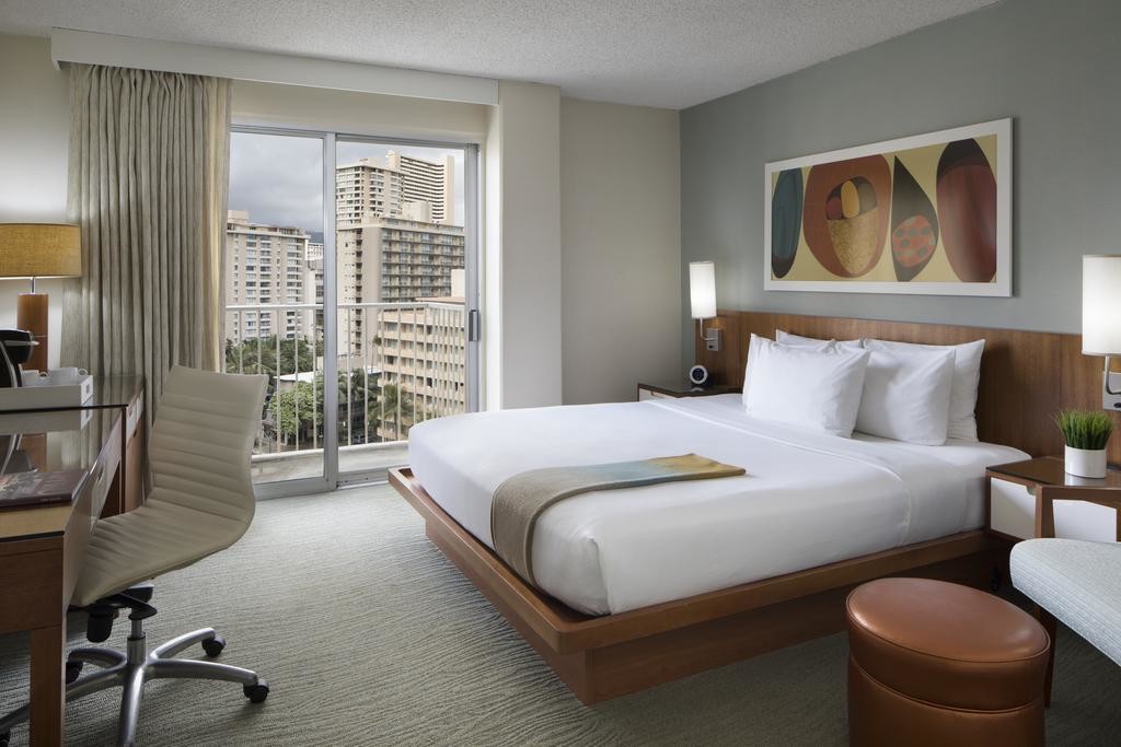 Hospitality Room Furniture Modern design Walnut wood King bed and Combined TV cabinet with Glass top Desk in KD cartons