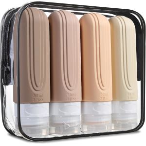 Wholesale Dark Apricot Silicone Travel Toiletry Bottles Kit 90ml TSA Approval from china suppliers