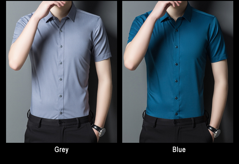 Formal Men's Short Sleeve Business Shirt Solid Color Office Tops Button Down OEM