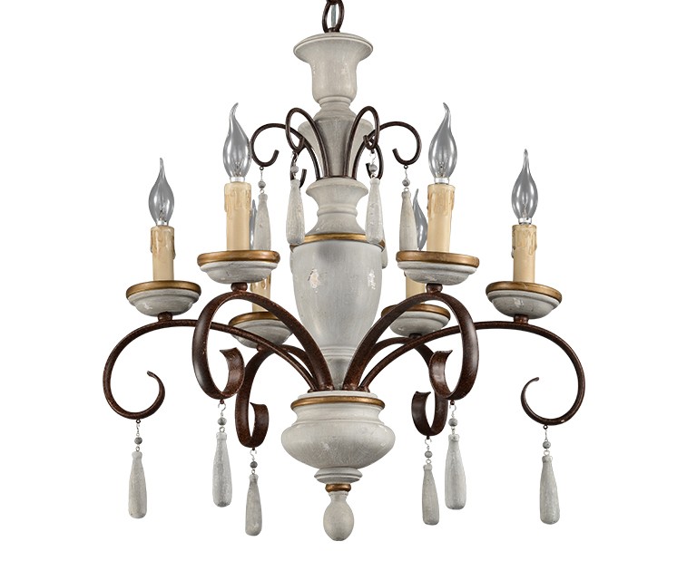 Antique Rustic wood and iron chandelier (WH-CI-29)