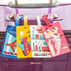 Wholesale Cartoon Silicone Travel Luggage Tag with Belt Strap Food Grade and Style Card Holder from china suppliers