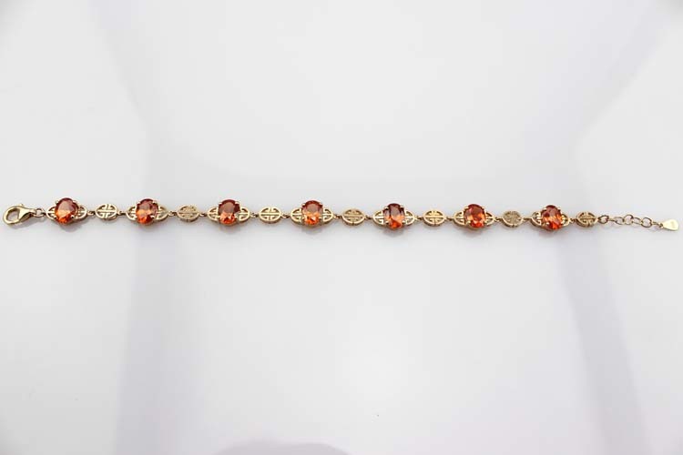 18k Rose Gold Plated 925 Silver Link Garnet Tennis Bracelet(H07)