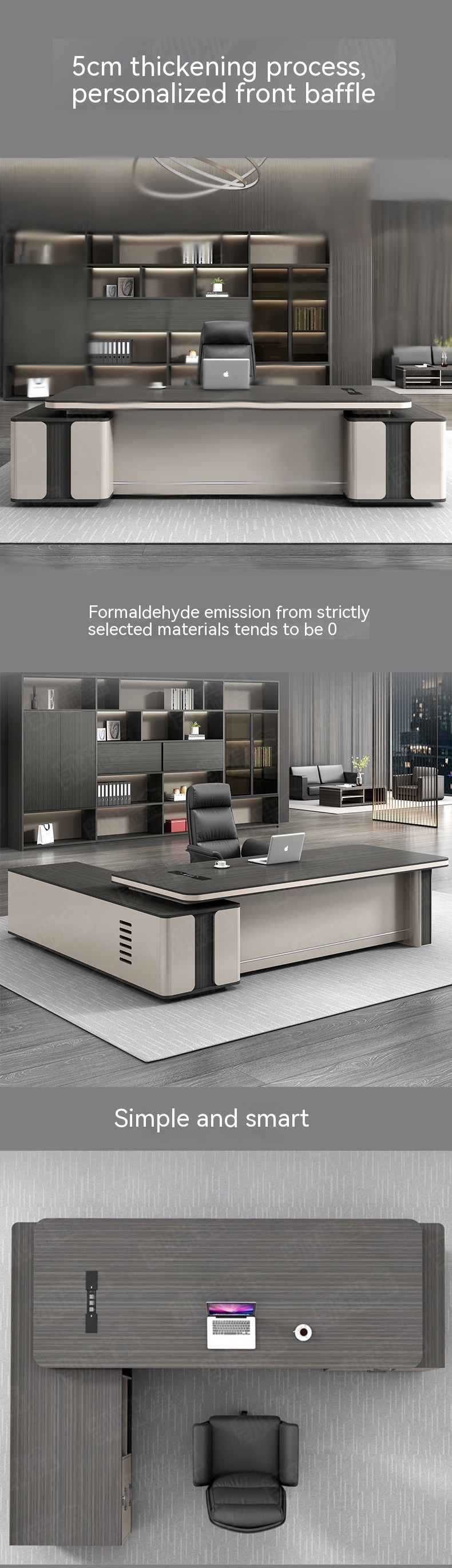 Simple Modern Office Furniture Set Large Desk and Chair for Eco-Friendly Manager Room