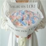 Valentine's Day gift crushed ice blue rose soap flower bouquet for girlfriend