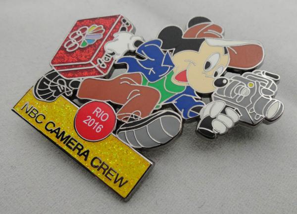 NBC Camera Crew Disney Pin Badge by Zinc Alloy, Synthetic Enamel, Black Nickel,