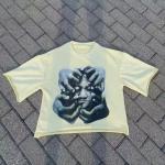 Custom Logo French Terry Screen Printing Tshirt Heavyweight Oversized Cropped