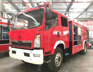 Wholesale HOWO Red Color Water Tank Fire Truck 4000L Capacity For Road Spraying Multipurpose from china suppliers
