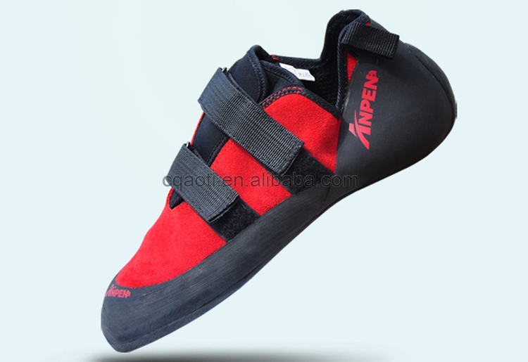 Women Red Slip Resistant Rock Climbing Boulder Shoes Crafted From Genuine Leather