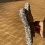Long Handle Lighted Cosmetic Mirror Fashion Star Shaped Vintage Gold for
