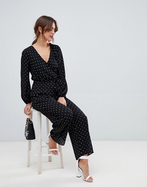 OEM hot sale long sleeve girls spot jumpsuit with wrap