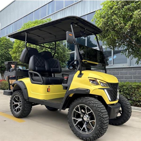 2+2-Seater Luxury Bright Yellow Electric Golf Cart With High Horsepower 14-Inch
