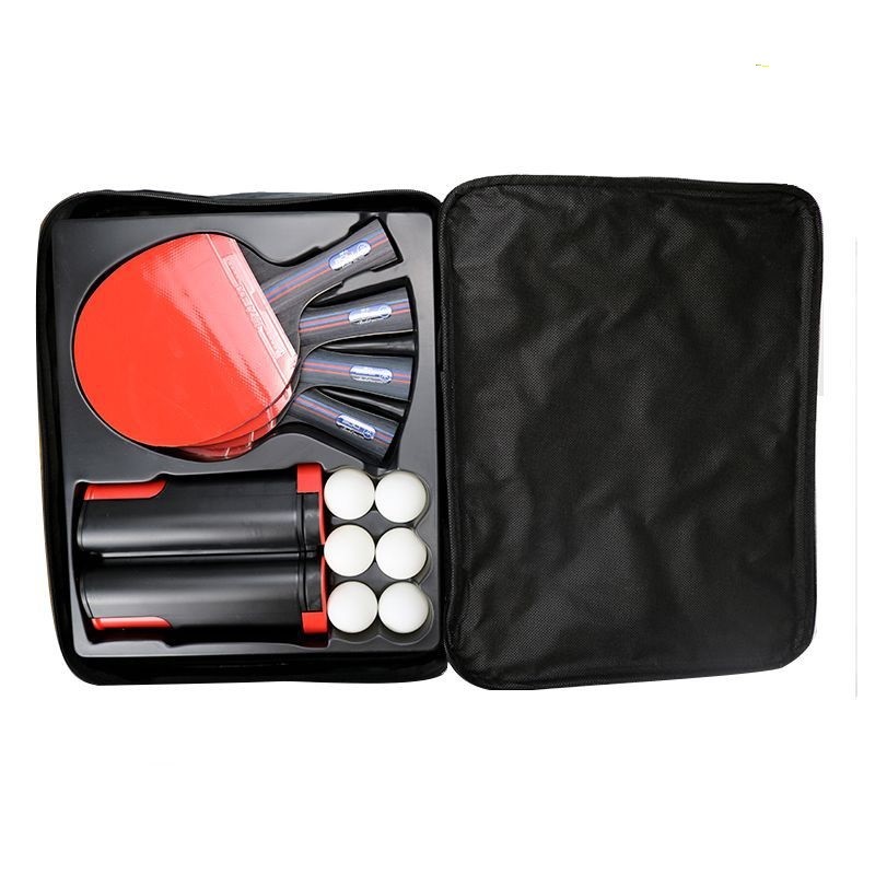 4 Plywood Bat 6 ABS Table Tennis Ball Set With Flexible Net High Elasticity Sponge