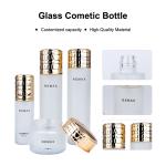 50g/40ml/100ml/120ml white Frosted Glass cylindrical bottle with Golden Lid for