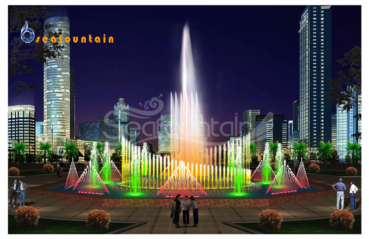 Changeable Lamps Musical Floating Fountain Stainless Outdoor