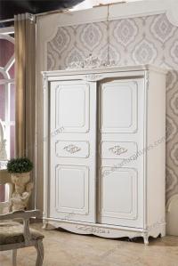 China Neoclassical Bedroom Furniture Wooden Wardrobe with Sliding Closet Door D-9007 on sale