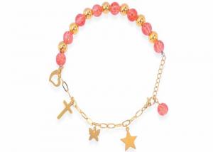 China Freshwater pearl jewelry splicing chain strawberry crystal gravel bracelet DIY cross love bracelet female accessories on sale