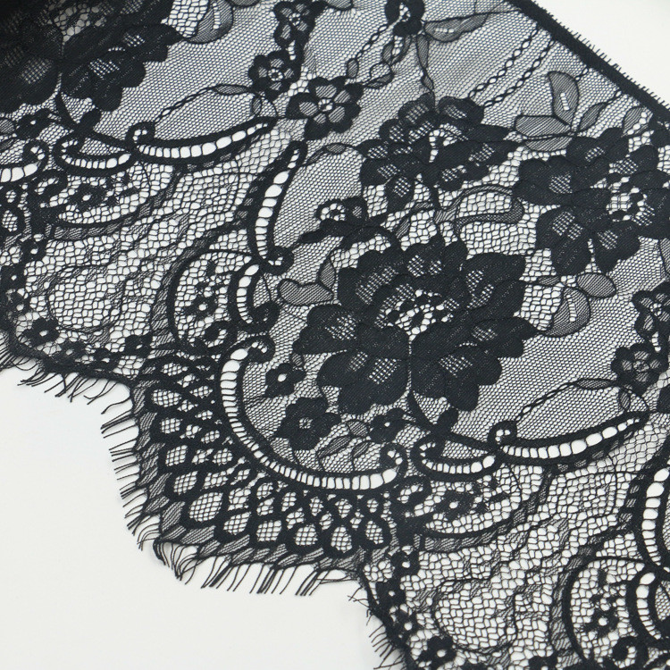 eyelash lace border/lace edged / soft lace with Black / Ivory Double Color