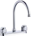 Polished Chrome Centerset Kitchen Faucet 2 Handle Drip Free