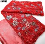 2023 Austria wedding dress tulle sequins lace African French Lace Fabric women