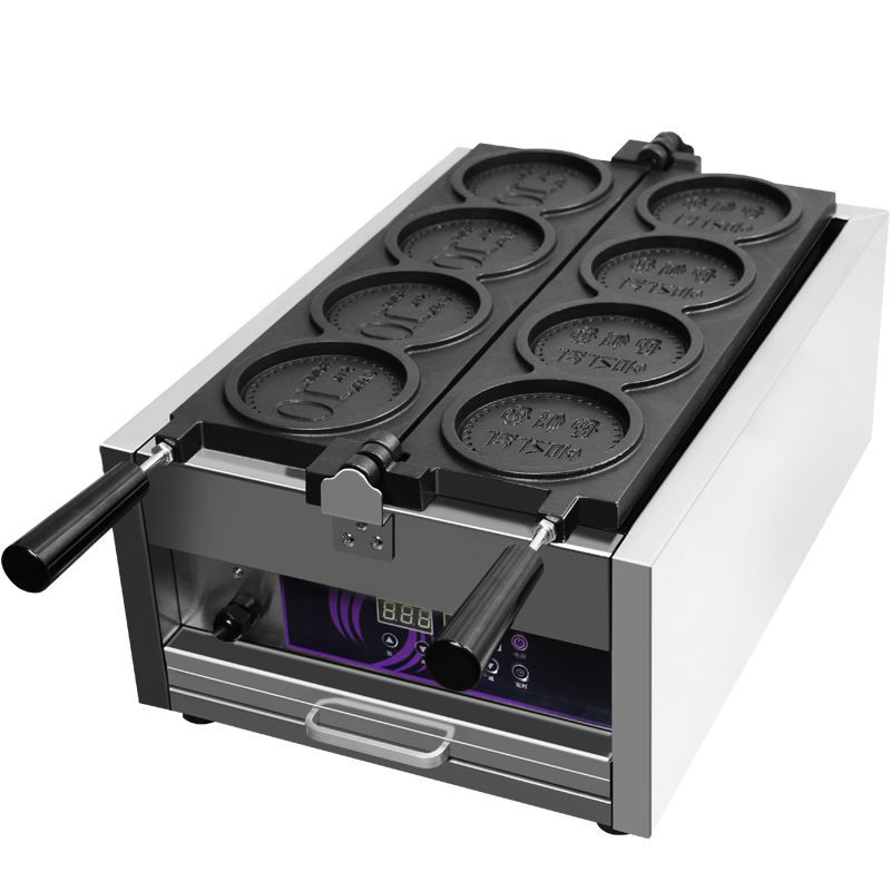 4pcs Coin Round Shape Commercial Waffle Maker Machine Snack Equipment