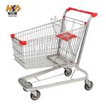 125L 900MM 4 Wheel Silver Basket Trolley With Wheels Grocery Shopping Trolley