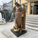Bronze St Saint Michael Statue Archangel Sculpture Slaying Snake Brass Metal
