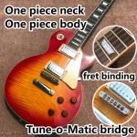 One piece body neck Smoke colored tiger flame LP electric guitar