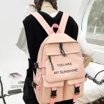 Travel Laptop Backpack School Bag Sets Girl Solid Color With Pencil-Case