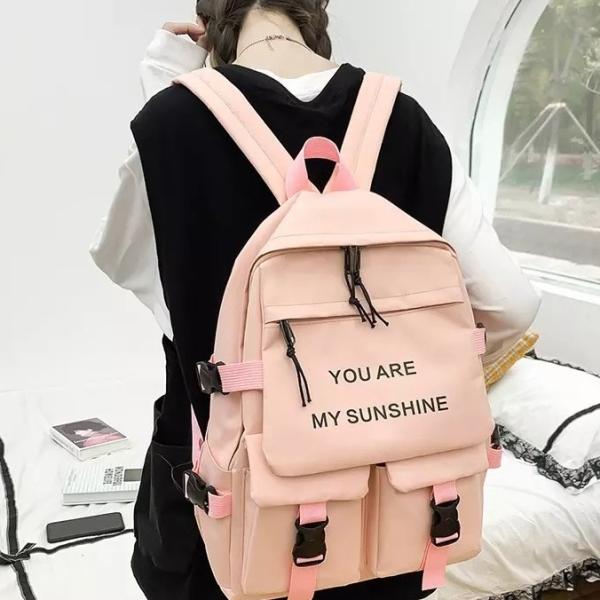 Travel Laptop Backpack School Bag Sets Girl Solid Color With Pencil-Case