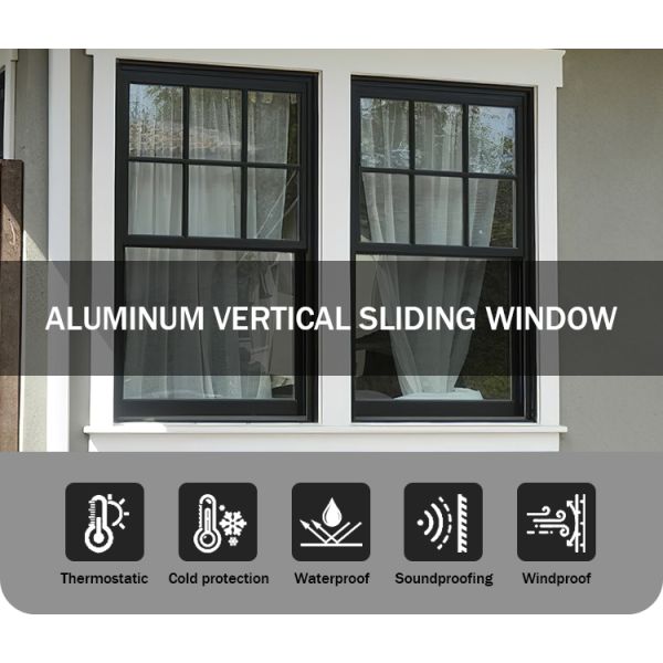 Wholesale Professional Commercial Modern Windproof Aluminum Vertical Sliding Double Hung Windows Stainless Steel for Kitchen