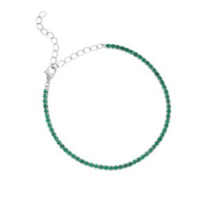 Wholesale White Gold Plated May Birthday Emerald Cubic Zircon Adjustable Tennis Chain Bracelet from china suppliers